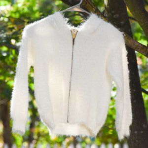 Joyfolie Saoirse Zip Up Super Soft Sweater in Cream, Girls Size 7, NWT